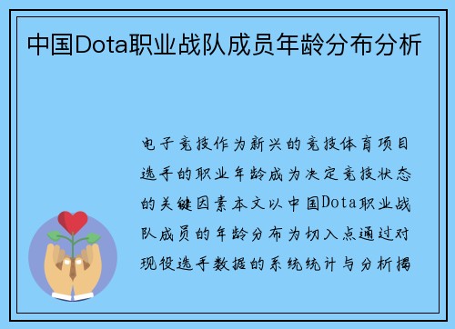 中国Dota职业战队成员年龄分布分析